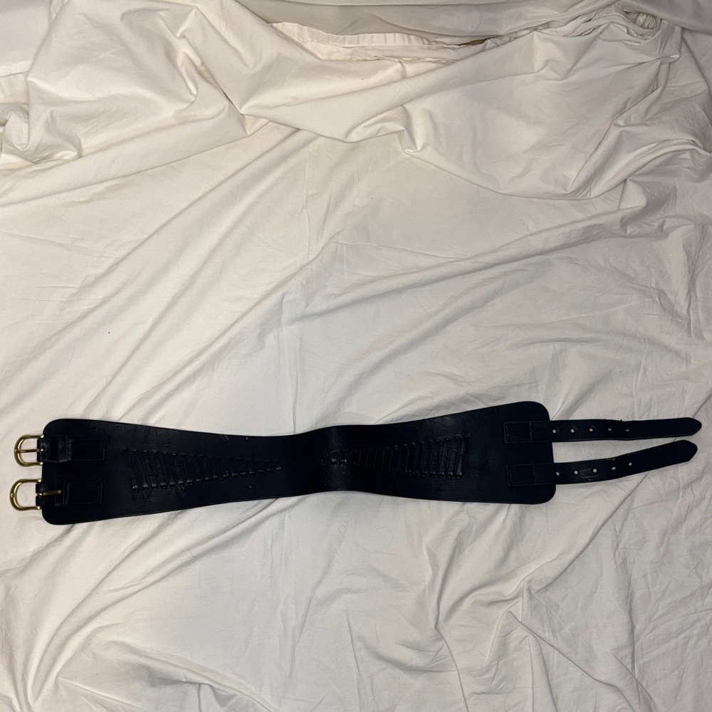 Y2K Black faux Leather corset high Waist Belt XS